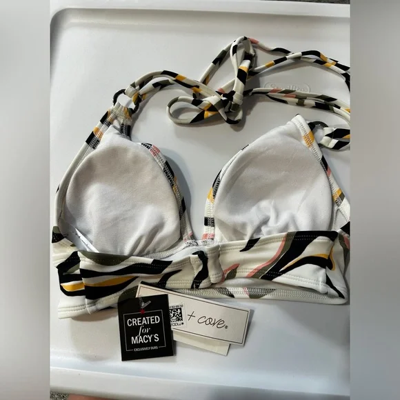 NWT Salt + Cove WHITE MULTI Seeing Stripes Bikini Top - Picture 3 of 5